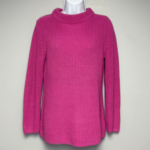 Talbots Colorful Pink Fuschia Heavy Cableknit Relaxed Fit Sweater Womens Sz M - Picture 1 of 5